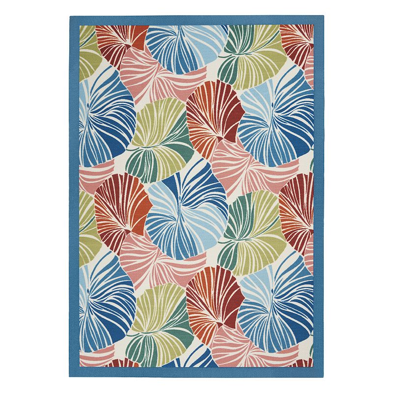 Waverly Sun N' Shade Palm Leaf Indoor Outdoor Rug, Multicolor, 5X7.5 Ft