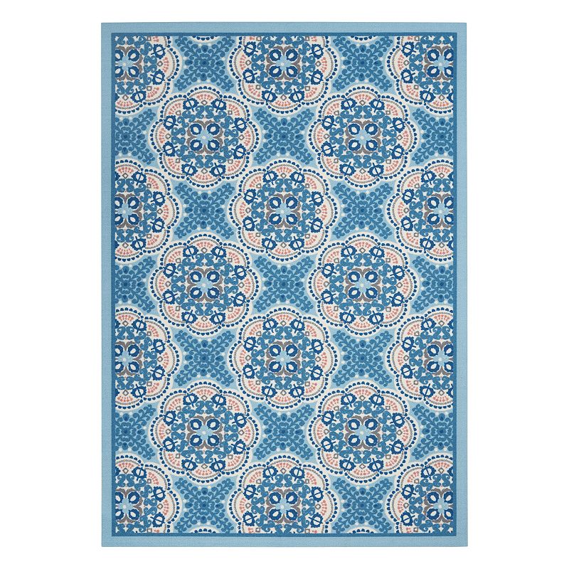Waverly Sun N' Shade Seaglass Indoor Outdoor Rug, Blue, 5X7.5 Ft