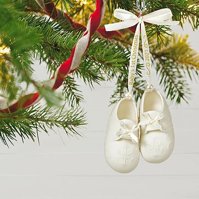 Baby's First Christmas Booties 2021 Porcelain Ornament 2021 Hallmark Keepsake Christmas Ornament