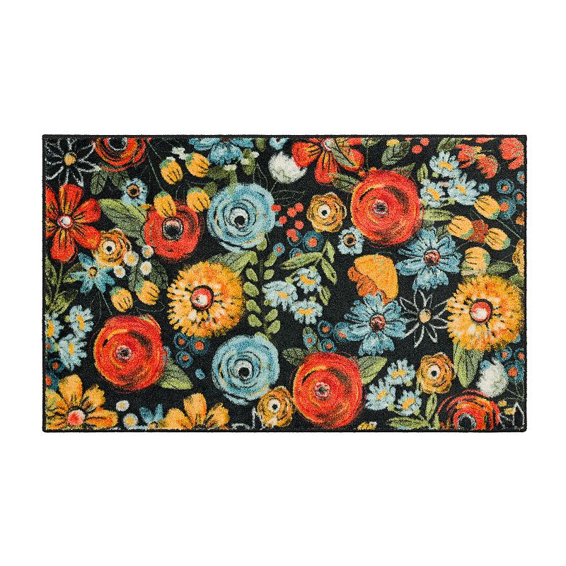 Mohawk Home Chalkboard Flowers Accent Kitchen Rug, Black, 18X30