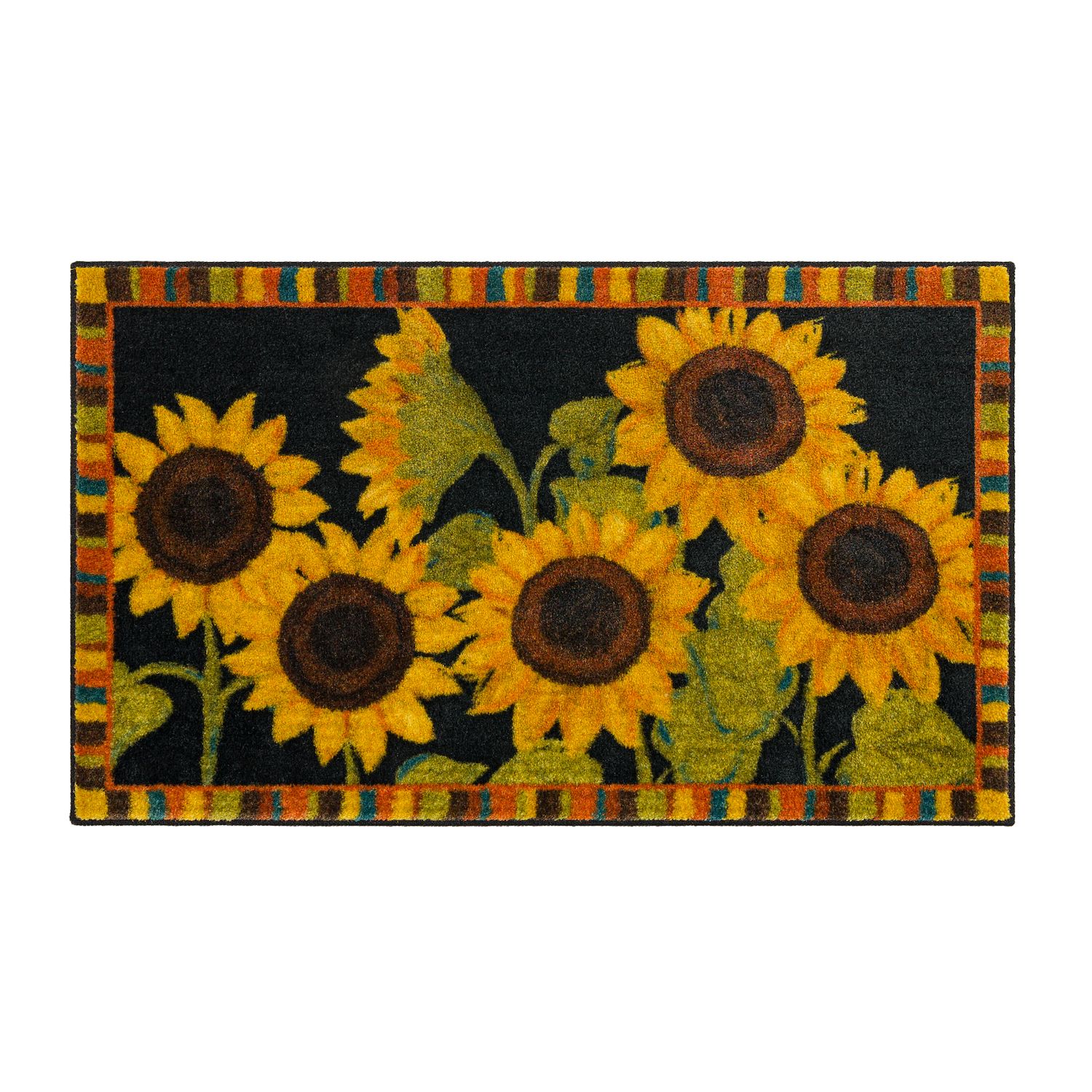 Yellow Green Sunflowers Dish Drying Mat, Floral Kitchen Counter