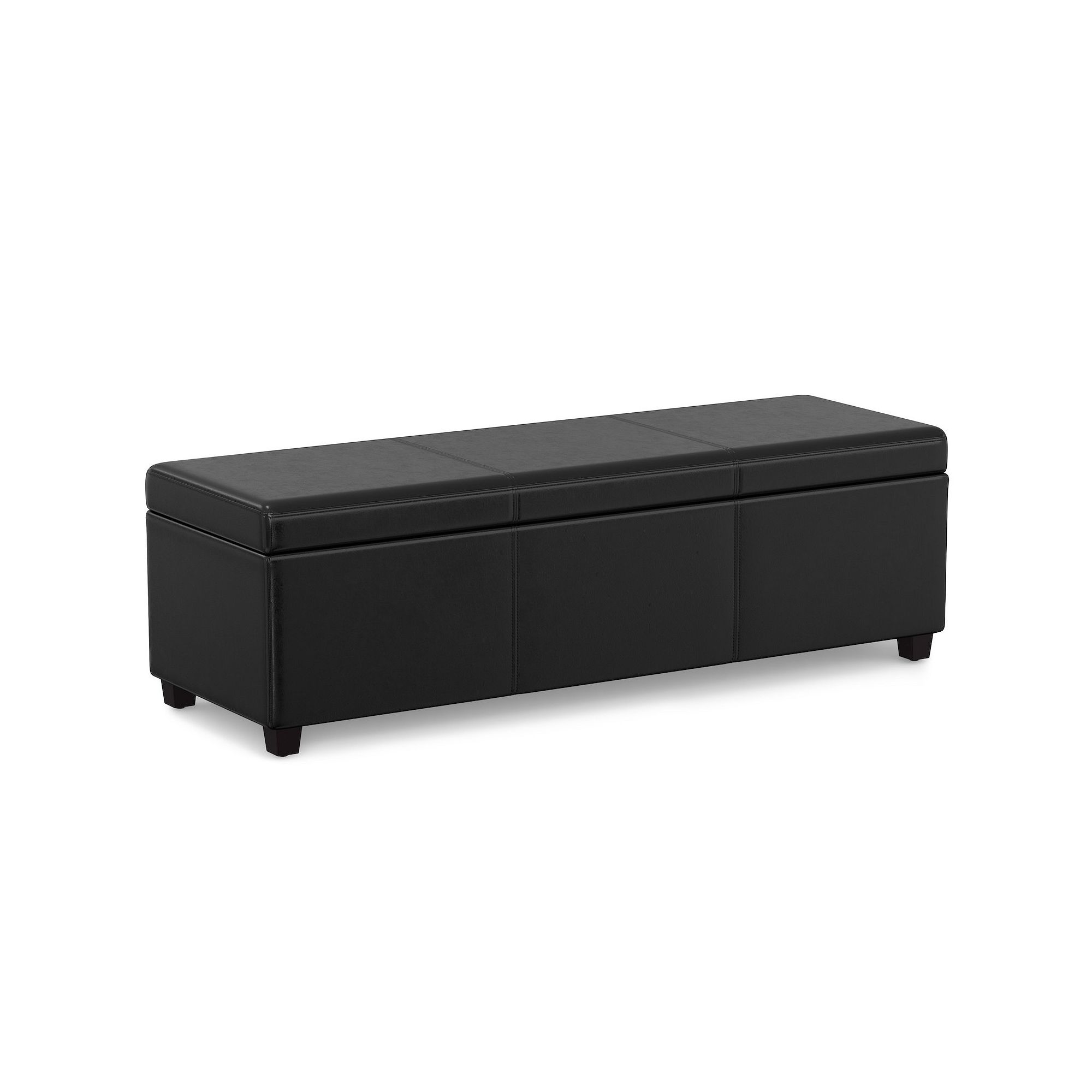 Simpli Home Avalon Extra-Large Faux-Leather Storage Ottoman Bench, Mightnig
