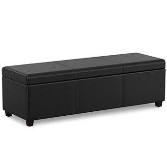 Simpli Home Avalon Extra-Large Faux-Leather Storage Ottoman Bench