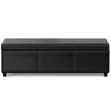 Simpli Home Avalon Extra-Large Faux-Leather Storage Ottoman Bench
