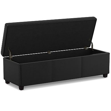 Simpli Home Avalon Extra-Large Faux-Leather Storage Ottoman Bench