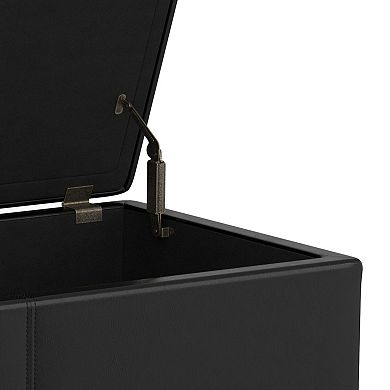 Simpli Home Avalon Extra-Large Faux-Leather Storage Ottoman Bench