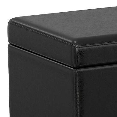 Simpli Home Avalon Extra-Large Faux-Leather Storage Ottoman Bench