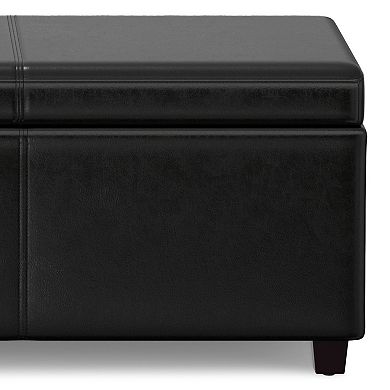 Simpli Home Avalon Extra-Large Faux-Leather Storage Ottoman Bench