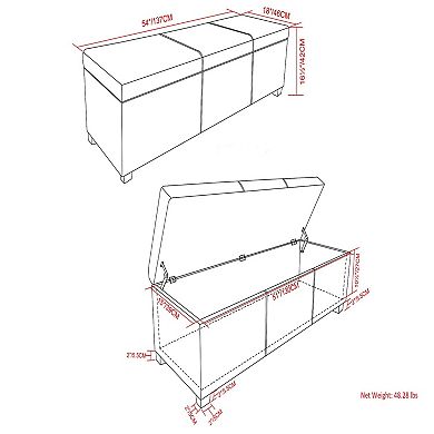Simpli Home Avalon Extra-Large Faux-Leather Storage Ottoman Bench
