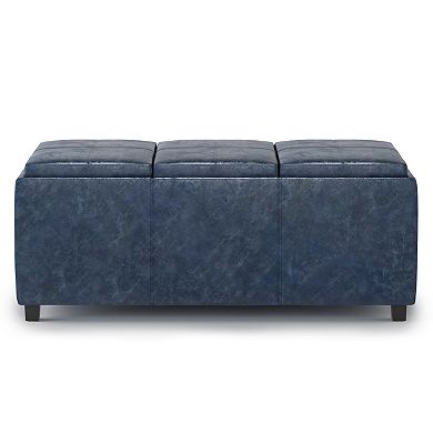 Simpli Home Avalon Faux-Leather Hidden Storage Ottoman