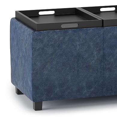 Simpli Home Avalon Faux-Leather Hidden Storage Ottoman