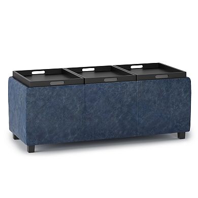 Simpli Home Avalon Faux-Leather Hidden Storage Ottoman