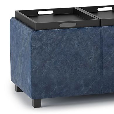 Simpli Home Avalon Faux-Leather Hidden Storage Ottoman