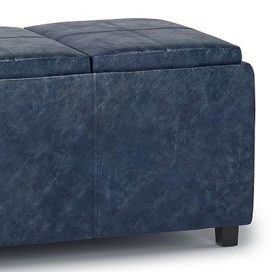 Simpli Home Avalon Faux-Leather Hidden Storage Ottoman