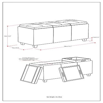 Simpli Home Avalon Faux-Leather Hidden Storage Ottoman