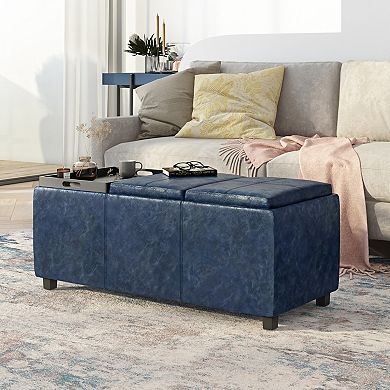Simpli Home Avalon Faux-Leather Hidden Storage Ottoman