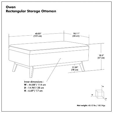 Simpli Home Owen Rectangular Modern Storage Ottoman