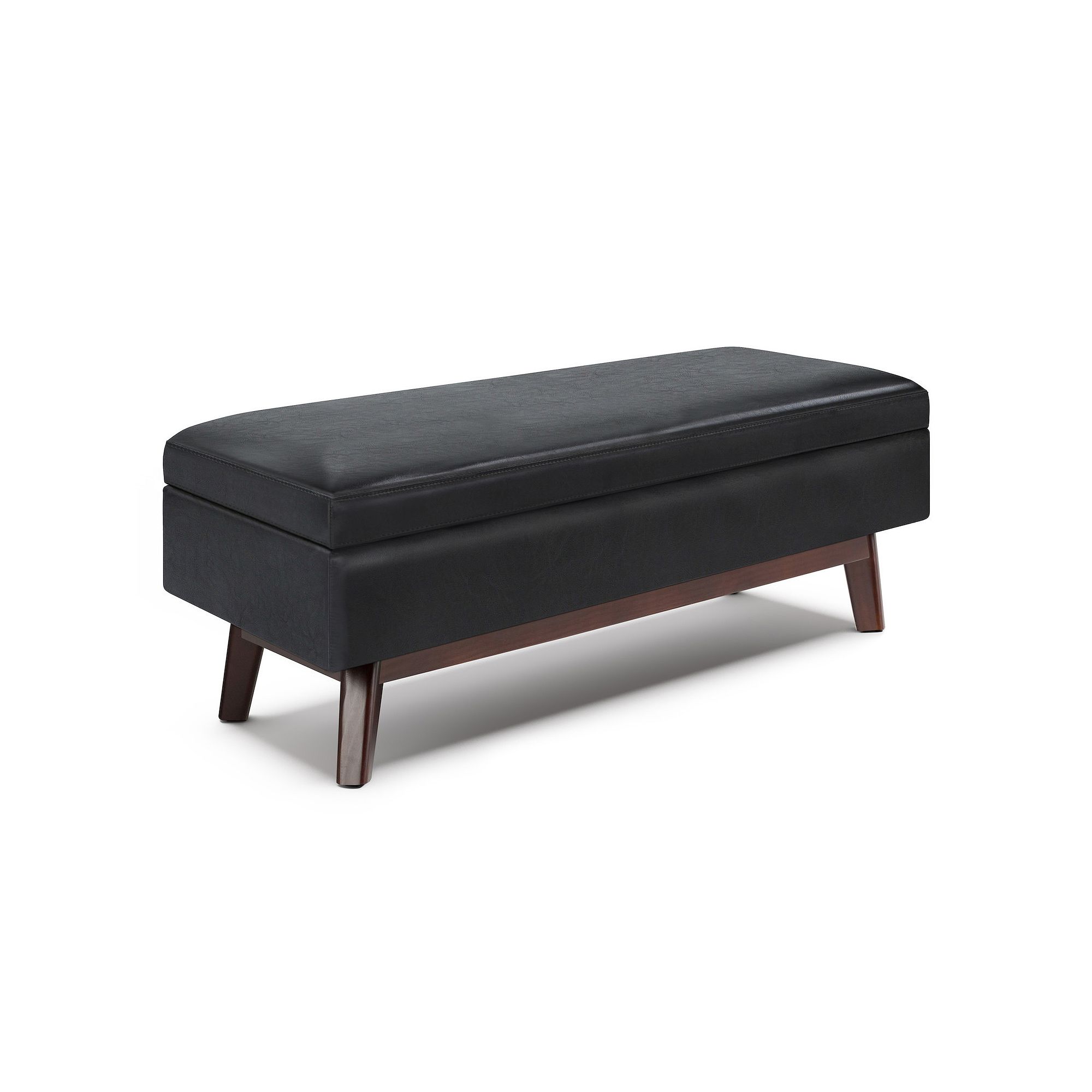 Simpli Home Owen Rectangular Modern Storage Ottoman, Black Black