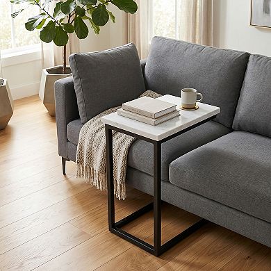 Simpli Home Skyler C-Side Table with Marble Top