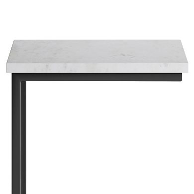 Simpli Home Skyler C-Side Table with Marble Top