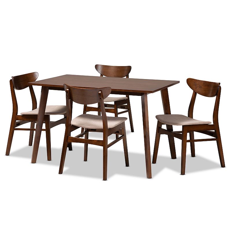 Baxton Studio Orion Dining Table & Chair 5-piece Set, Beig/Green