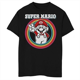 Boys 6-20 Nintendo Super Mario Rainbow Retro Bold Logo Graphic Tee