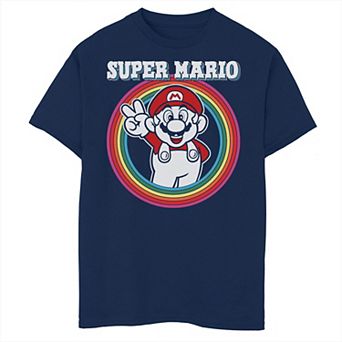Boys 6-20 Nintendo Super Mario Rainbow Retro Bold Logo Graphic Tee