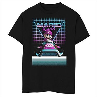 Boys 8-20 Nintendo Mario Kart Mario Retro Neon Driving Portrait Graphic Tee