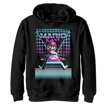 Boys 8-20 Mario Kart Mario Retro Neon Driving Portrait Hoodie