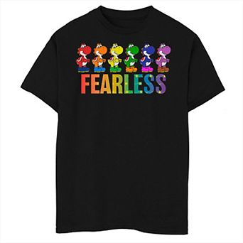 Boys 8-20 Super Mario Yoshi Fearless Rainbow Line Up Graphic Tee