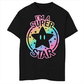 Boys 8-20 Nintendo Super Mario I'm A Super Star Rainbow Gradient Graphic Tee