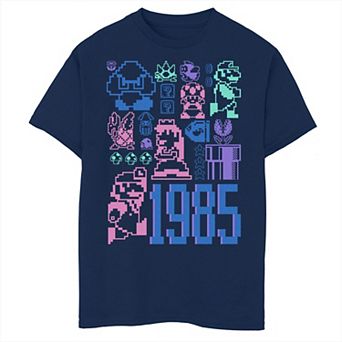 Boys 8-20 Nintendo Super Mario 35th Anniversary 1985 Pixel Art Graphic Tee
