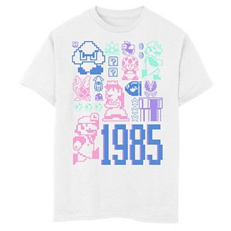 Boys 8-20 Nintendo Super Mario 35th Anniversary 1985 Pixel Art Graphic Tee