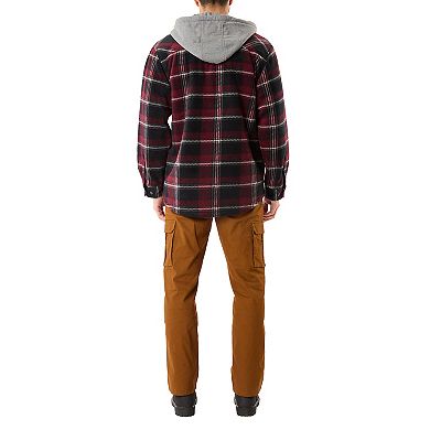 Men's Smith's Workwear Plaid Sherpa-Lined Microfleece Hooded Shirt Jacket