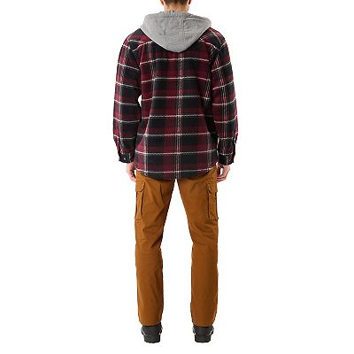 Mens smith's sherpa lined checkered hooded shirt jacket hotsell
