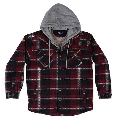 Men's Smith's Workwear Plaid Sherpa-Lined Microfleece Hooded Shirt Jacket