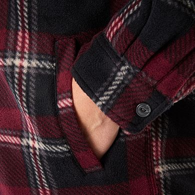 Men's Smith's Workwear Plaid Sherpa-Lined Microfleece Hooded Shirt Jacket