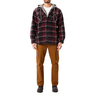 Men's Smith's Workwear Plaid Sherpa-Lined Microfleece Hooded Shirt Jacket