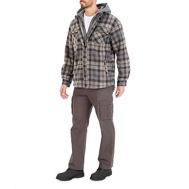 Men's Smith's Workwear Plaid Sherpa-Lined Microfleece Hooded Shirt Jacket