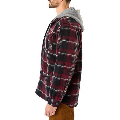 Men's Smith's Workwear Plaid Sherpa-Lined Microfleece Hooded Shirt Jacket