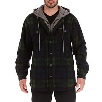 Men's Smith's Workwear Plaid Sherpa-Lined Microfleece Hooded Shirt Jacket