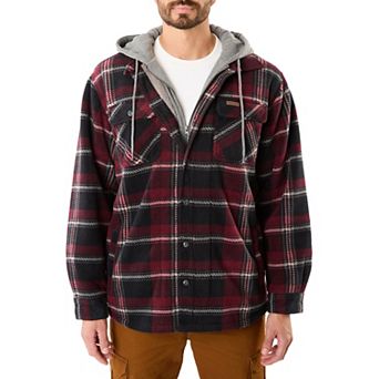 Men's Smith's Workwear Plaid Sherpa-Lined Microfleece Hooded Shirt Jacket