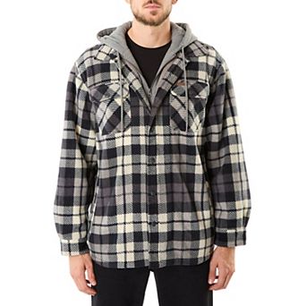 Men's Smith's Workwear Plaid Sherpa-Lined Microfleece Hooded Shirt Jacket