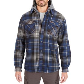Men's Smith's Workwear Plaid Sherpa-Lined Microfleece Hooded Shirt Jacket