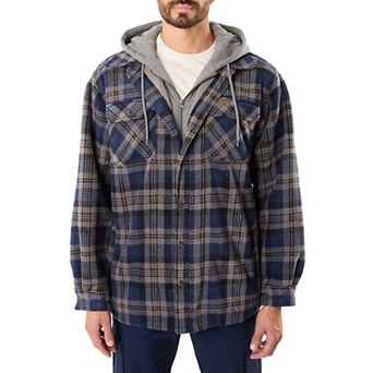 Men's Smith's Workwear Plaid Sherpa-Lined Microfleece Hooded Shirt Jacket