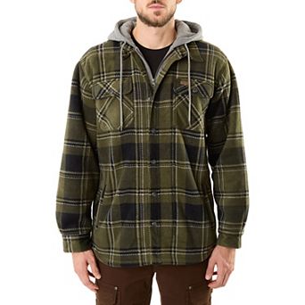 Men's Smith's Workwear Plaid Sherpa-Lined Microfleece Hooded Shirt Jacket