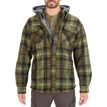 Men's Smith's Workwear Plaid Sherpa-Lined Microfleece Hooded Shirt Jacket
