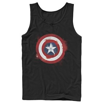 Men's Captain America Smudged Paint Shield Painting Graphic Tank