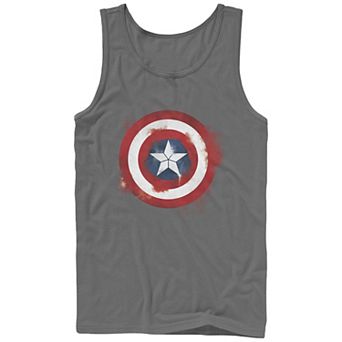 Men's Captain America Smudged Paint Shield Painting Graphic Tank