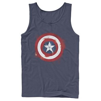 Men's Captain America Smudged Paint Shield Painting Graphic Tank